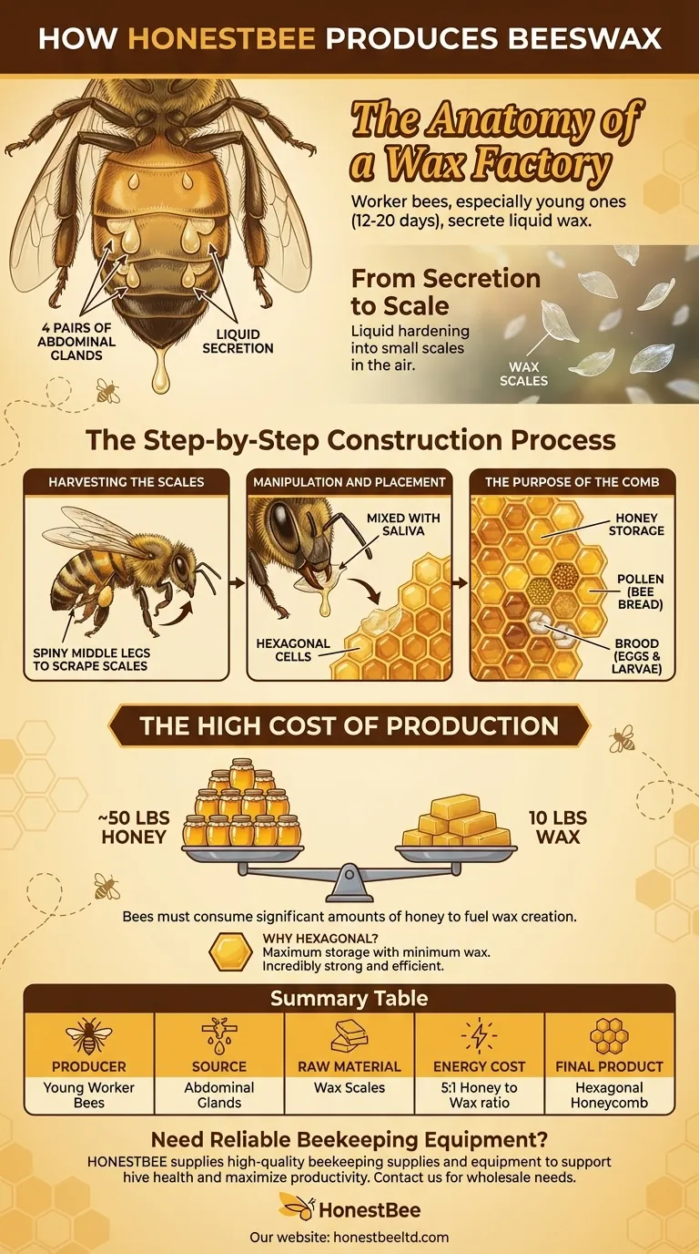 How is beeswax produced by honey bees? The Intricate Process of Comb Building Visual Guide