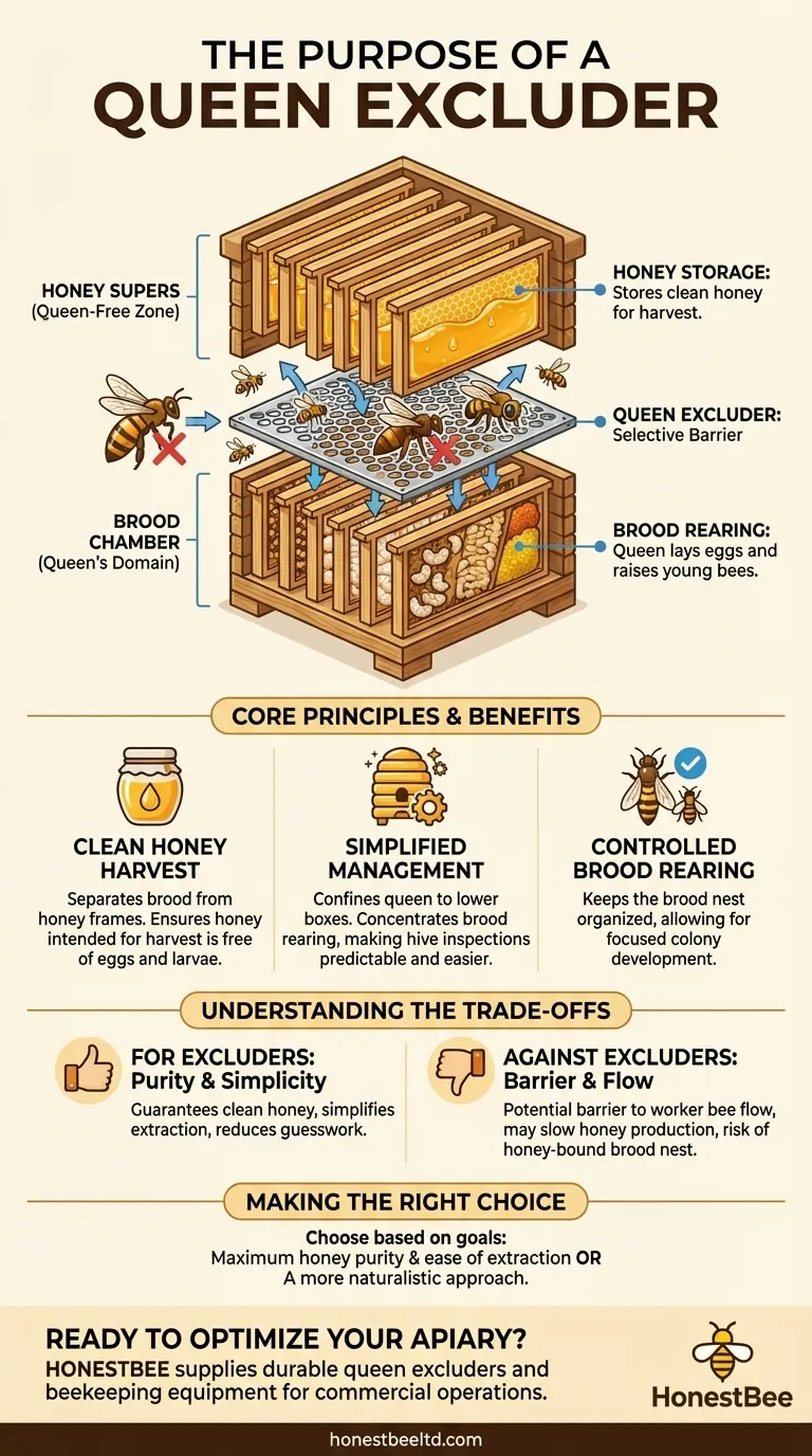 Qual è lo scopo di un separatore per regina? Ottenere un raccolto di miele pulito e un alveare organizzato Guida Visiva