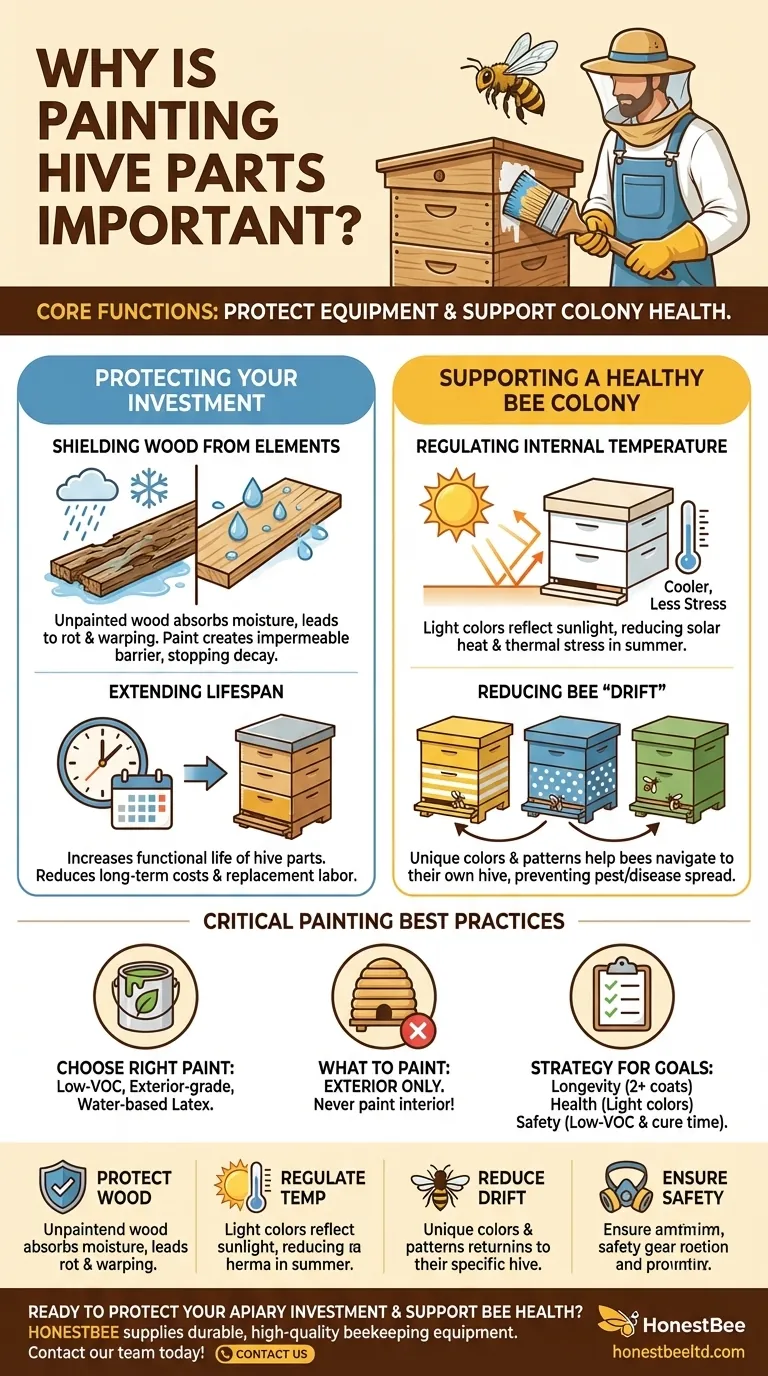 Por que pintar as partes da colmeia é importante? Proteja o Seu Investimento na Colmeia e Impulsione a Saúde das Abelhas Guia Visual