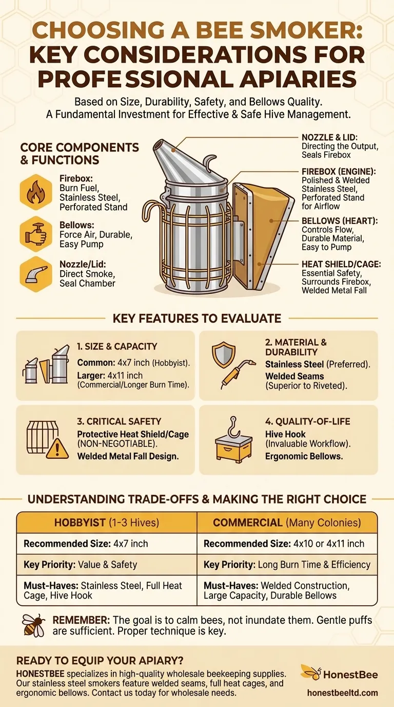 ¿Qué se debe considerar al elegir un ahumador de abejas? Encuentre la herramienta adecuada para inspecciones de colmenas tranquilas y seguras Guía Visual