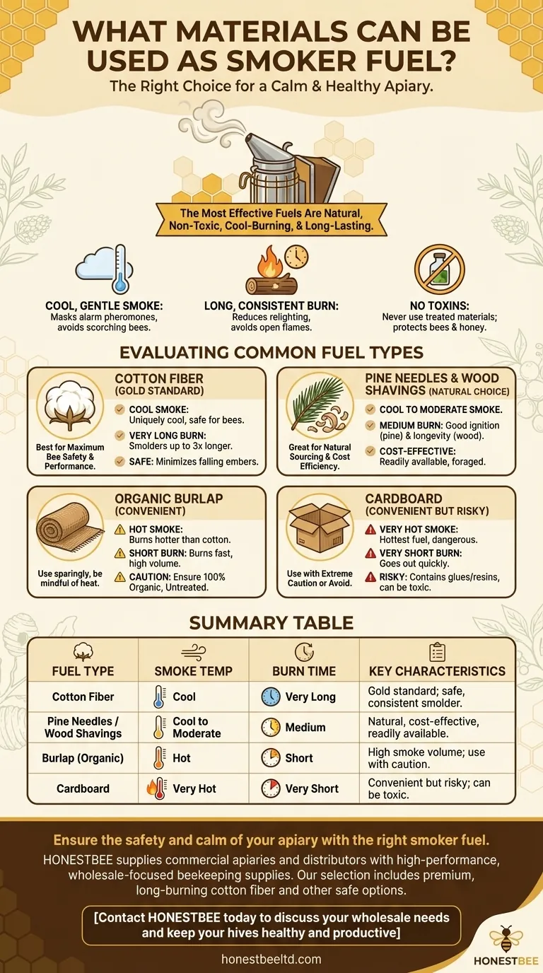 What materials can be used as smoker fuel? Choose the Safest Fuel for Calm, Healthy Hives Visual Guide