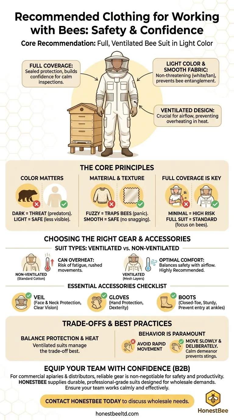 What clothing is recommended for working with bees? Stay Safe and Confident with a Full Bee Suit Visual Guide