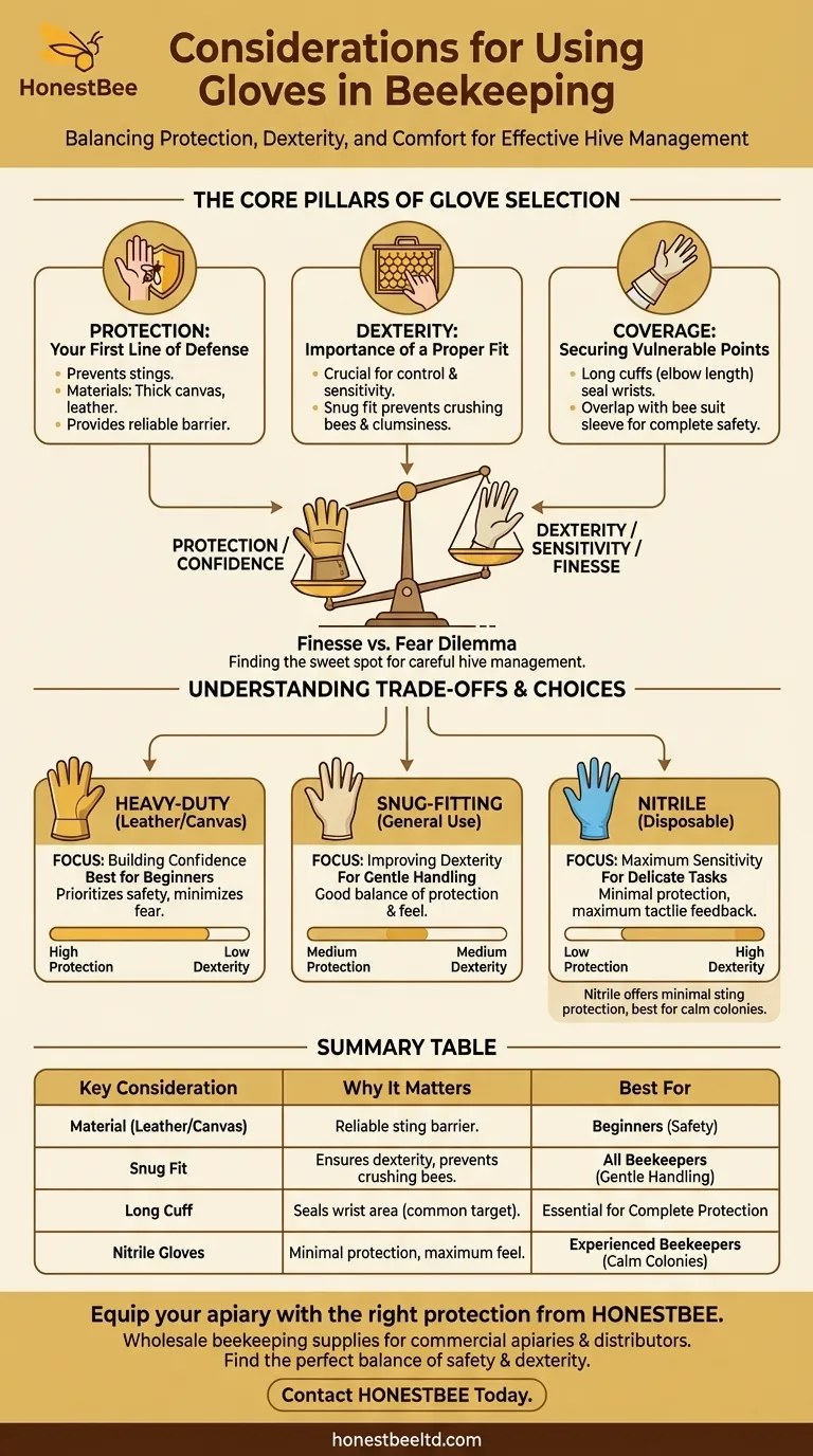 What are the considerations for using gloves in beekeeping? Balance Protection and Dexterity for Hive Success Visual Guide