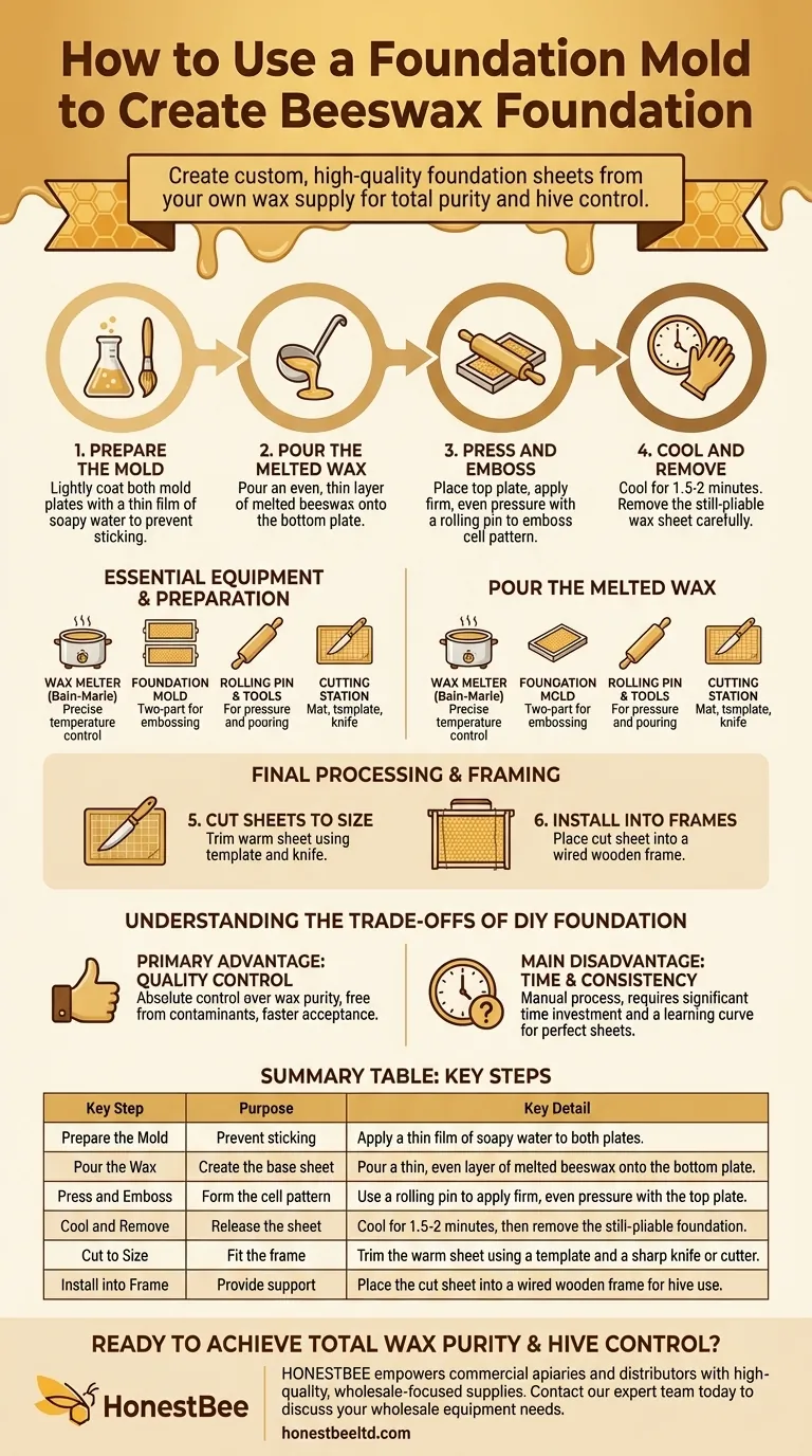 How do you use the Foundation Mold to create beeswax foundation? Master DIY Beekeeping with Precision Visual Guide