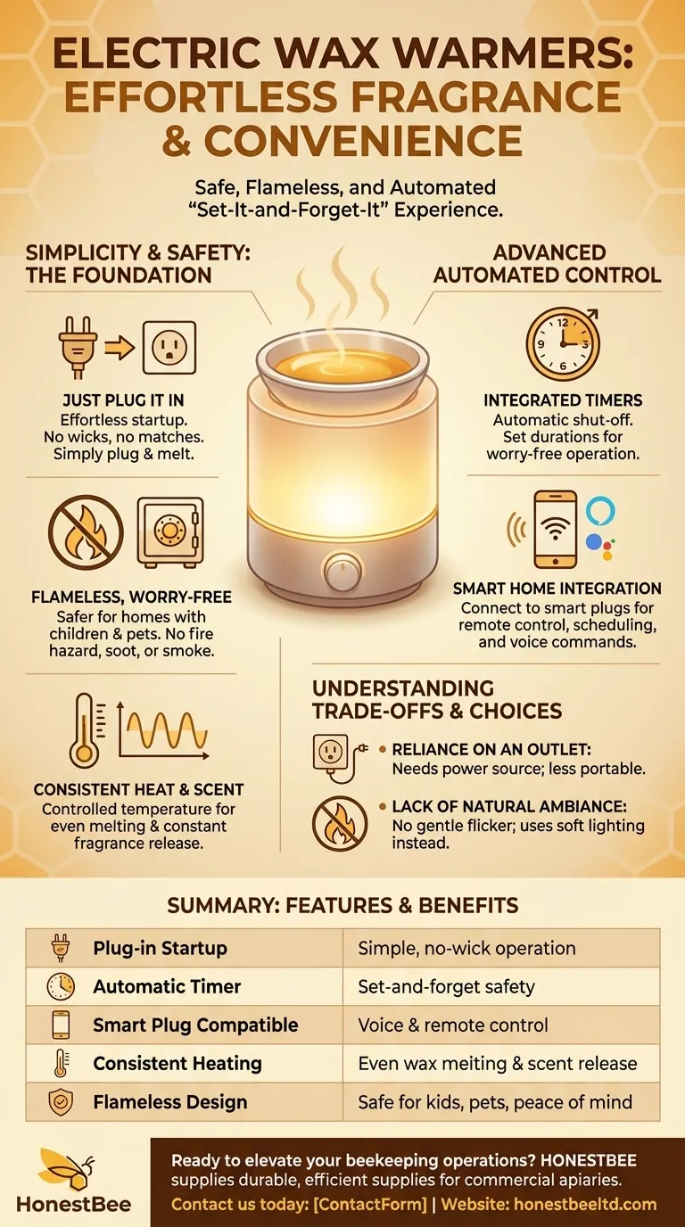 What convenience features do electric wax warmers typically offer? Enjoy Effortless, Automated Fragrance Visual Guide