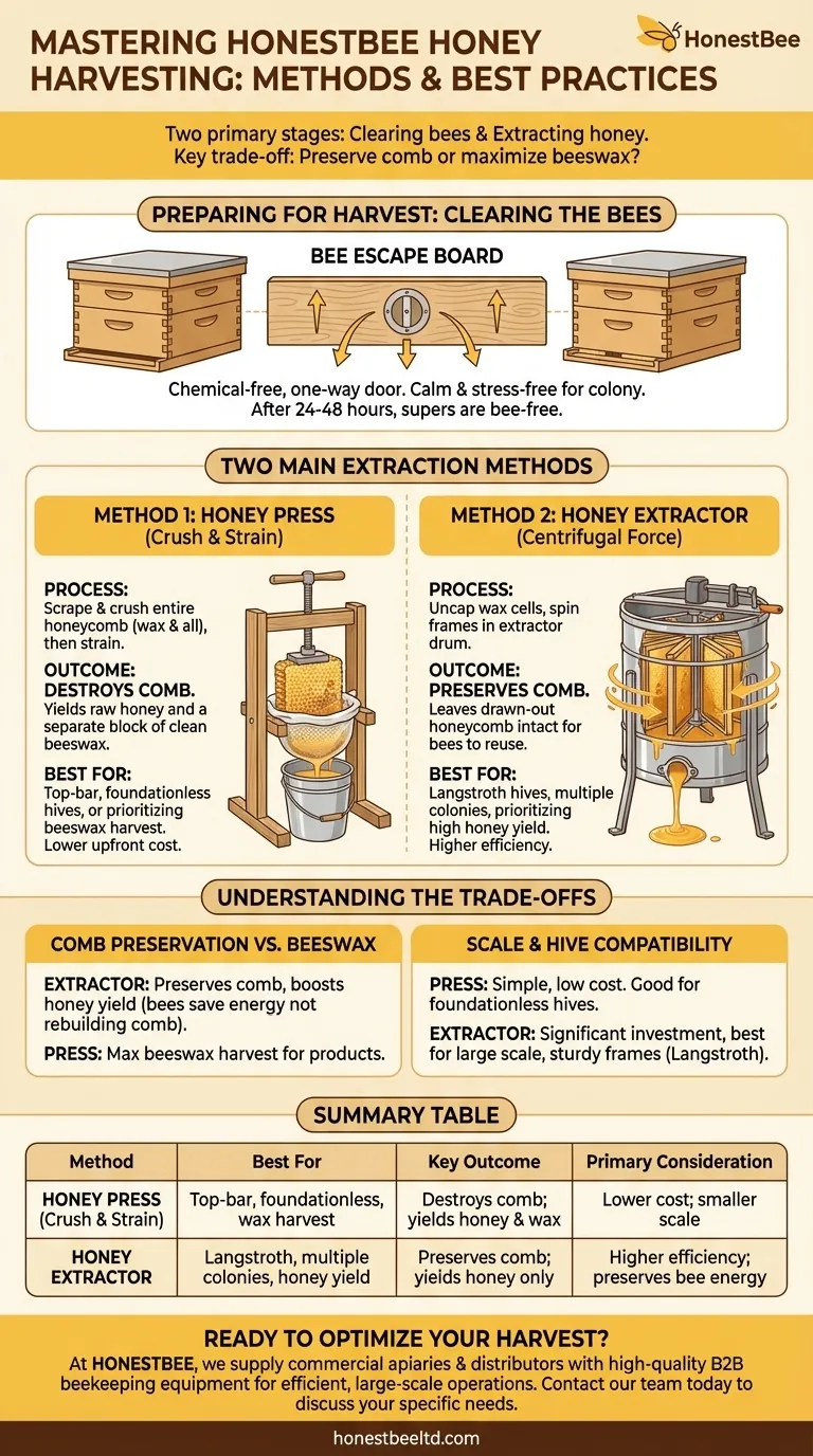 What are the main methods for harvesting honey? Choose the Right Technique for Your Apiary Visual Guide