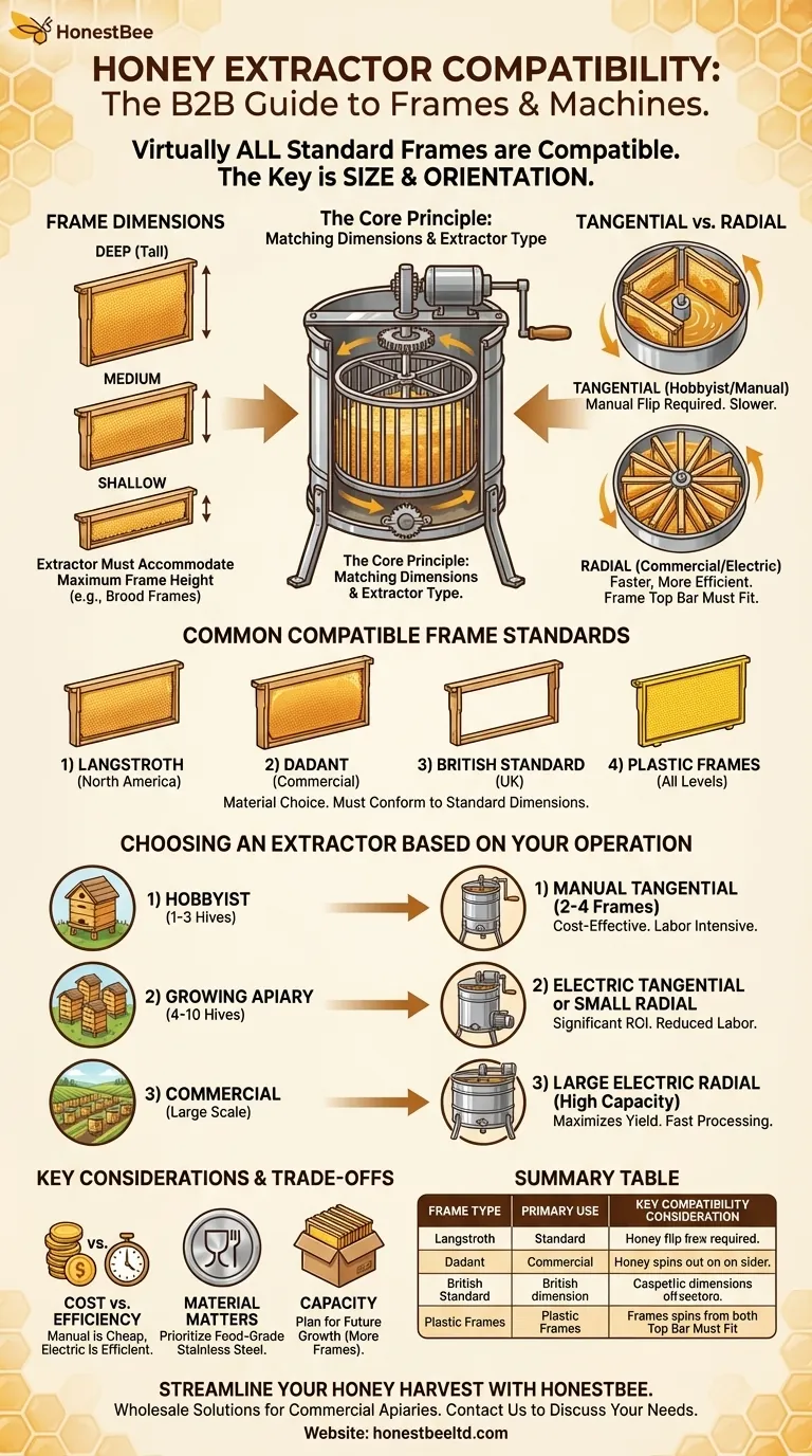哪些类型的蜂箱巢框与蜂蜜提取机兼容？为您的蜂场找到完美匹配 图解指南