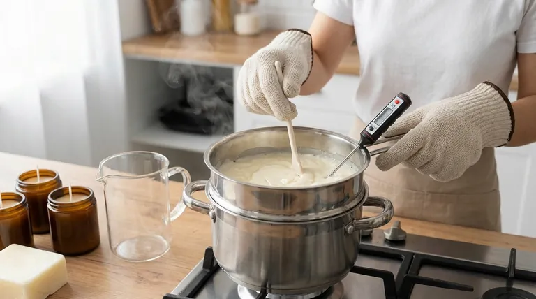 양초 제작 시 중탕기를 사용할 때 어떤 주의사항을 지켜야 하나요? 안전하고 고품질의 결과물을 보장하세요