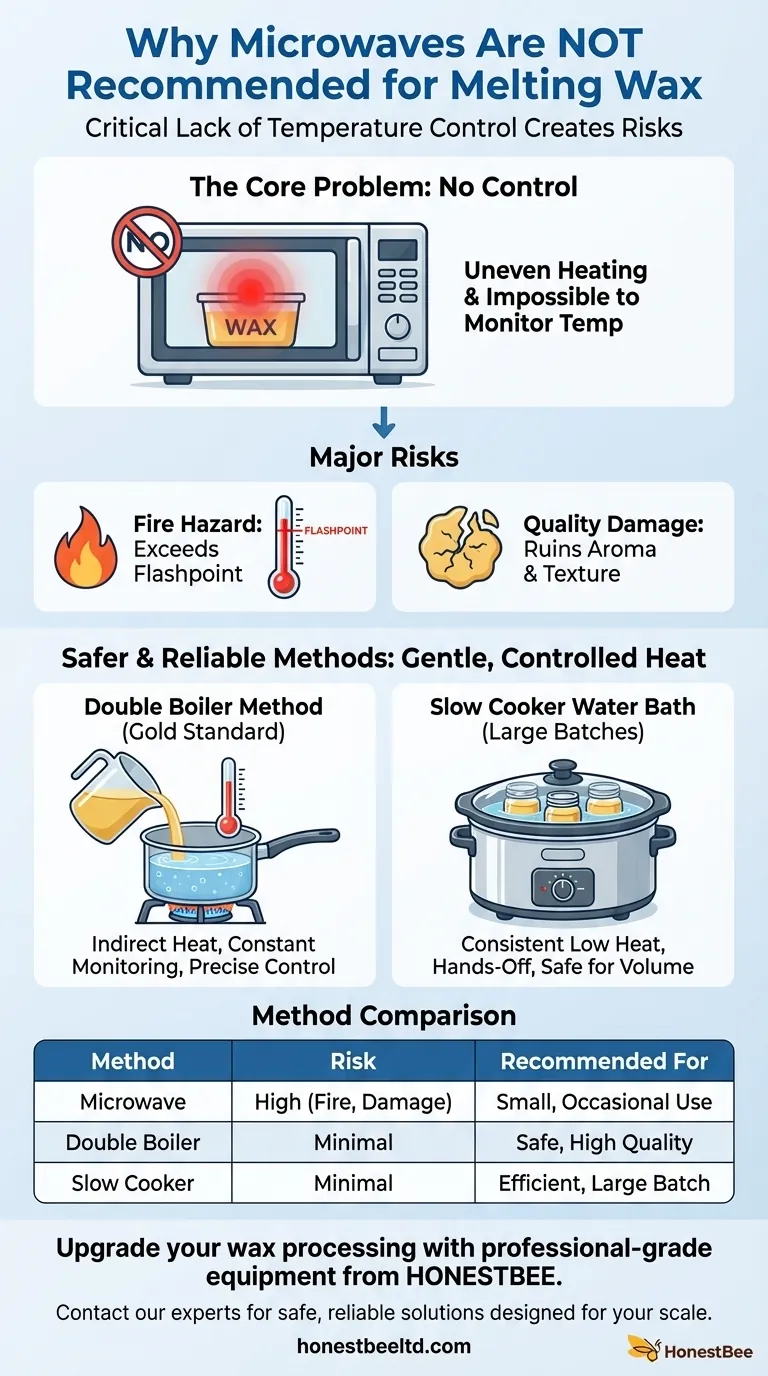 Why might a microwave not be the best option for melting wax? Ensure Safety and Quality in Your Apiary Visual Guide