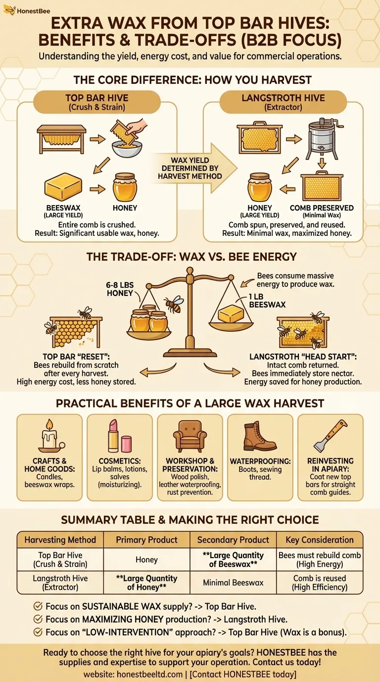 What are the benefits of extra wax production in top bar hives? A Natural Byproduct for Craft & Efficiency Visual Guide