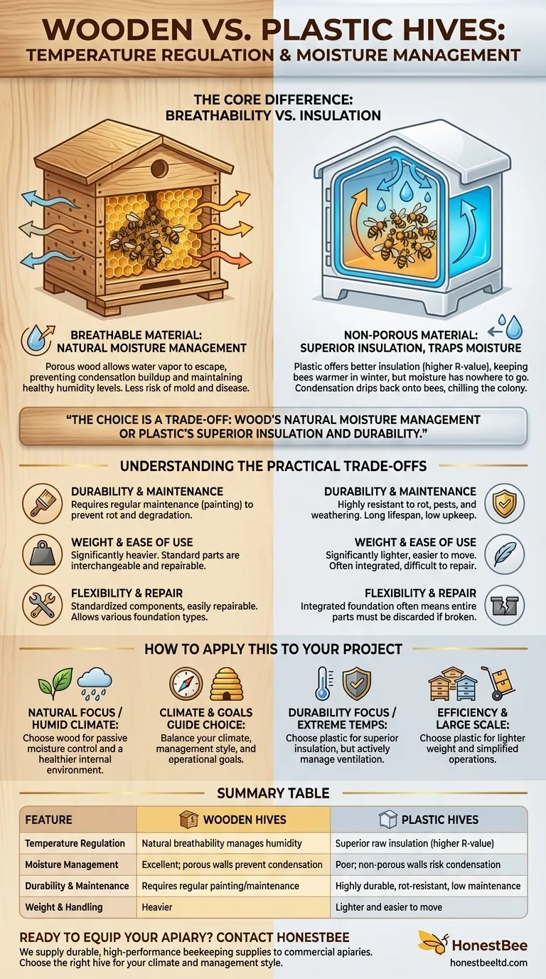 How do wooden hives compare to plastic hives in temperature regulation? Choose the Right Hive for Your Climate Visual Guide