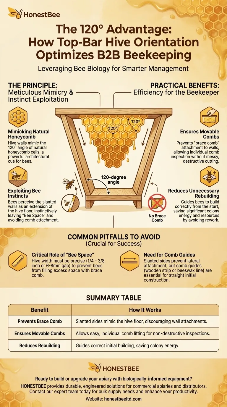 How does the orientation of the hive sides benefit comb construction? Ensure Straight, Movable Combs for Easier Hive Management Visual Guide