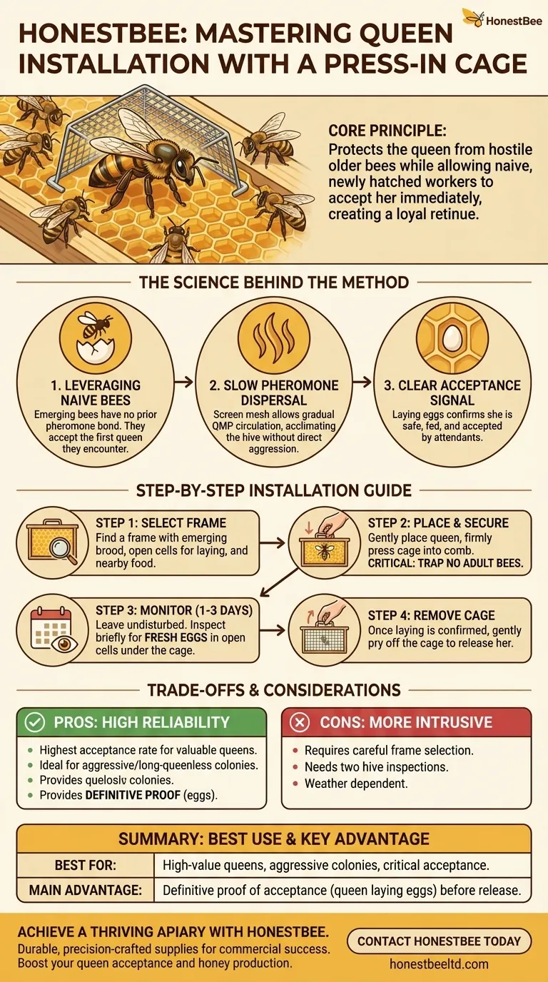 如何使用压入式笼具安装蜂王？确保您的蜂场中蜂王接受率高 图解指南