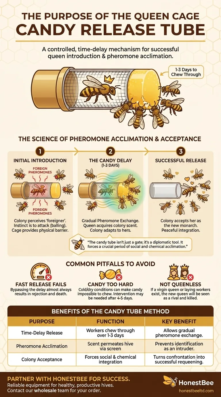 蜂王笼中的糖块释放管有什么作用？确保蜂王成功引入 图解指南