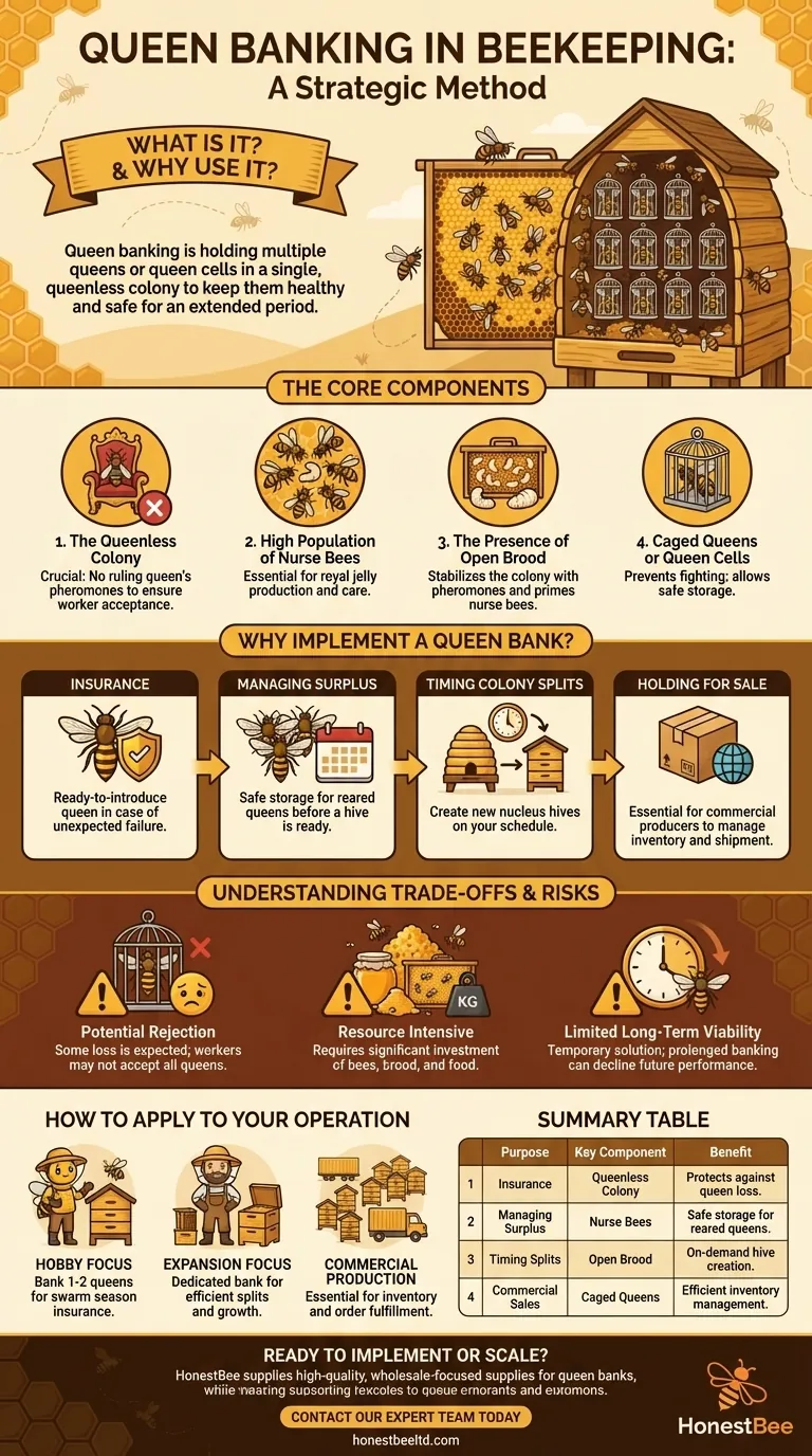 What is queen banking and why is it used? A Strategic Guide for Beekeepers Visual Guide