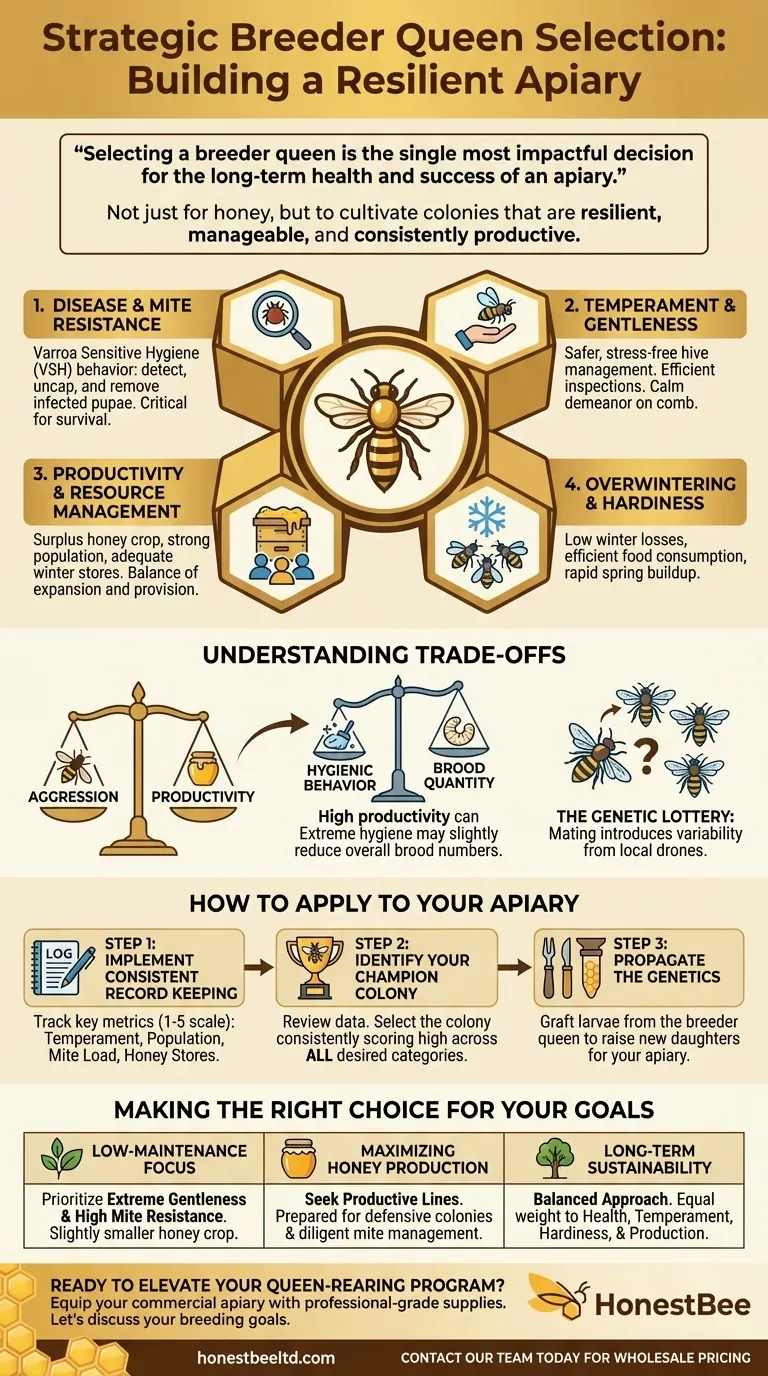 Come vengono selezionate le regine da riproduzione per le stagioni future? Costruire un apiario resiliente e produttivo Guida Visiva