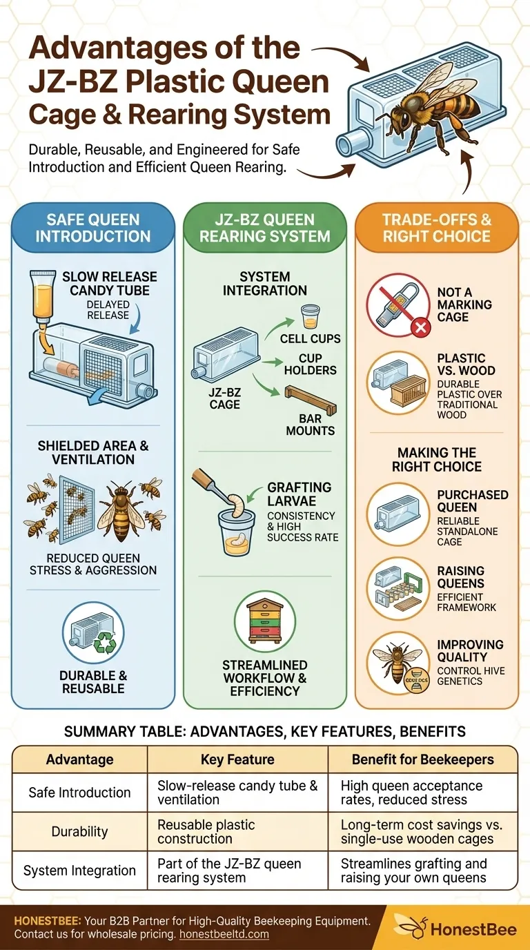 What are the advantages of the JZ-BZ plastic queen cage? Superior Safety & Reusability for Your Apiary Visual Guide