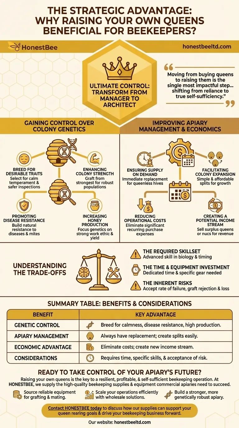 Why is raising queens beneficial for beekeepers? Gain Control Over Genetics and Costs Visual Guide