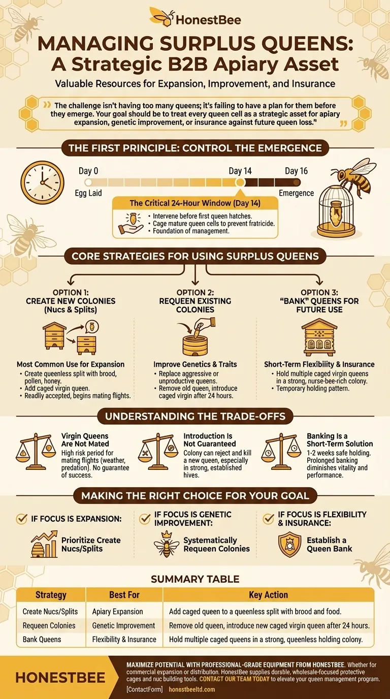 What should be done with extra queens from grafting? A Strategic Guide for Apiary Management Visual Guide
