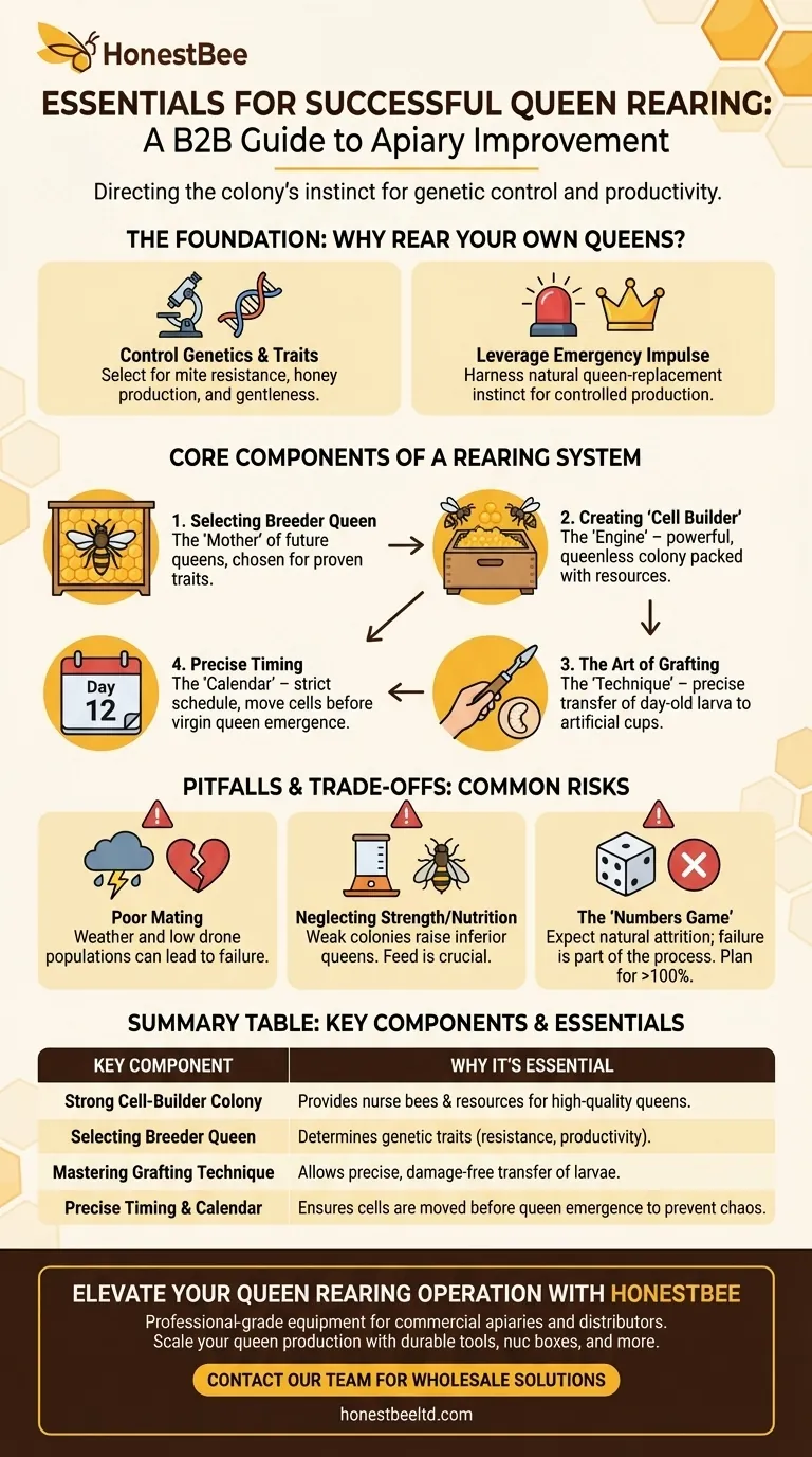 What is essential for successful queen rearing in beekeeping? Master Genetics & Boost Your Apiary's Health Visual Guide