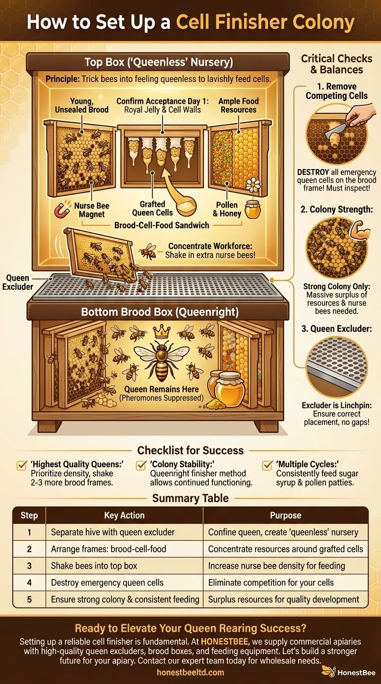 How is the cell finisher colony set up? Build the Perfect Queen-Rearing Nursery Visual Guide