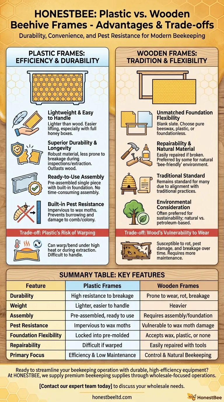 What are the advantages of plastic frames over wooden frames? Boost Your Apiary's Efficiency & Durability Visual Guide