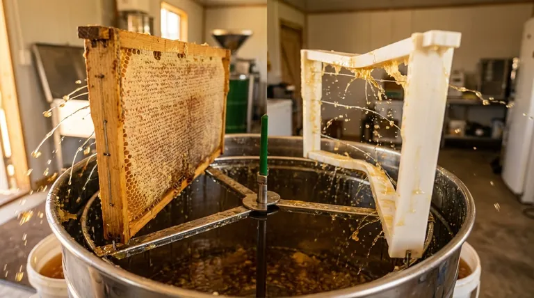 How do wooden and plastic frames compare in durability during honey extraction? Wooden Frames Offer Superior Longevity