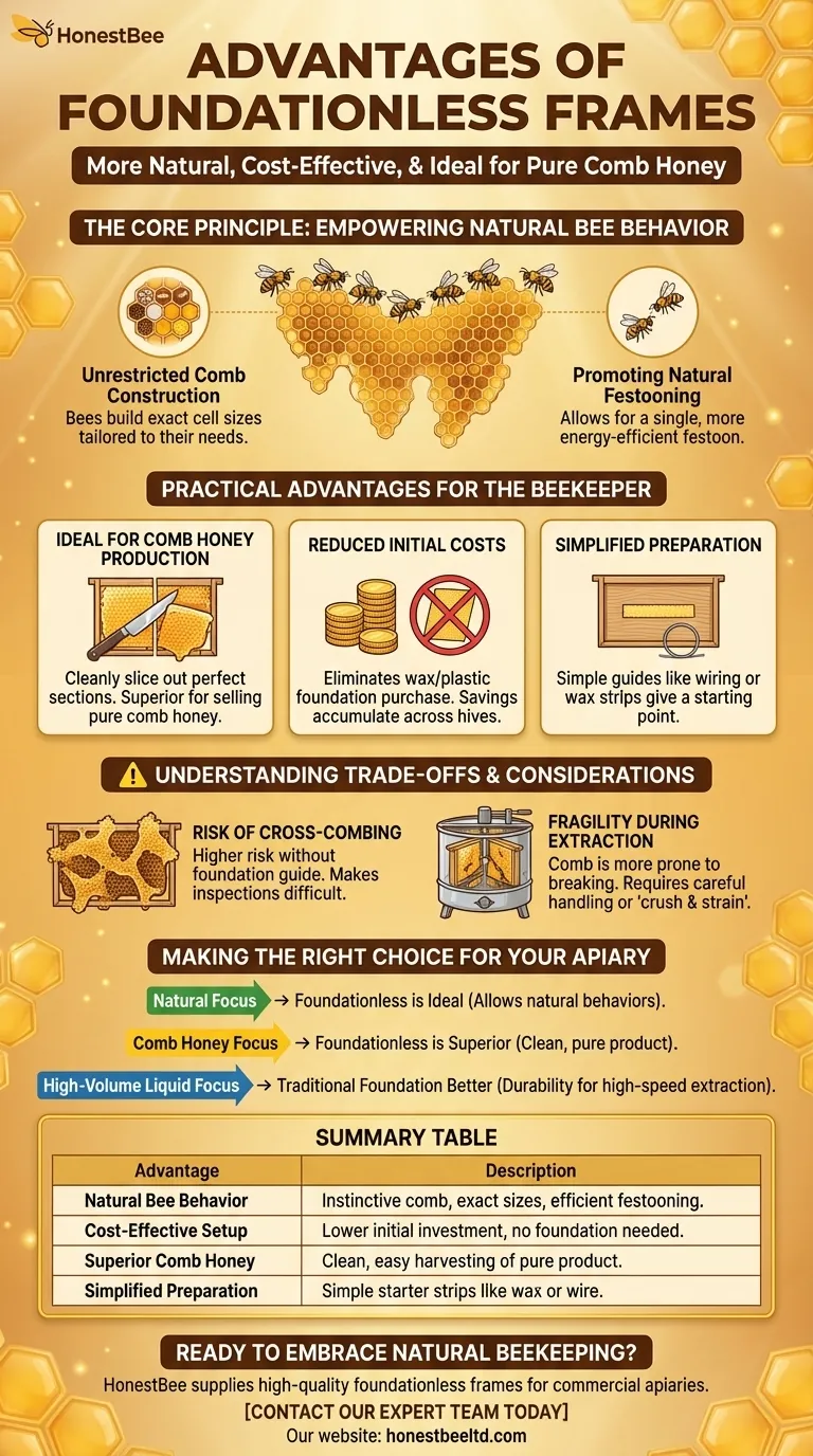 What are the advantages of using foundationless frames? Boost Natural Honey Production & Cut Costs Visual Guide