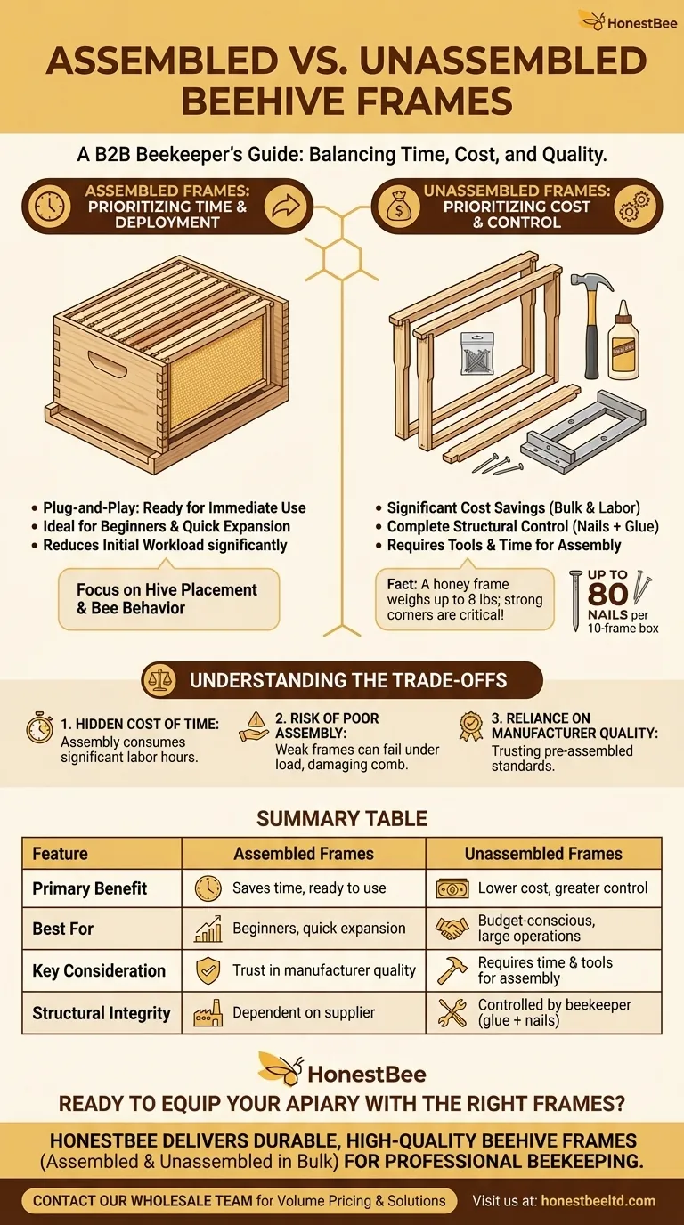 Qual é a diferença entre quadros de colmeia montados e não montados? Economize tempo ou dinheiro para sua colmeia Guia Visual