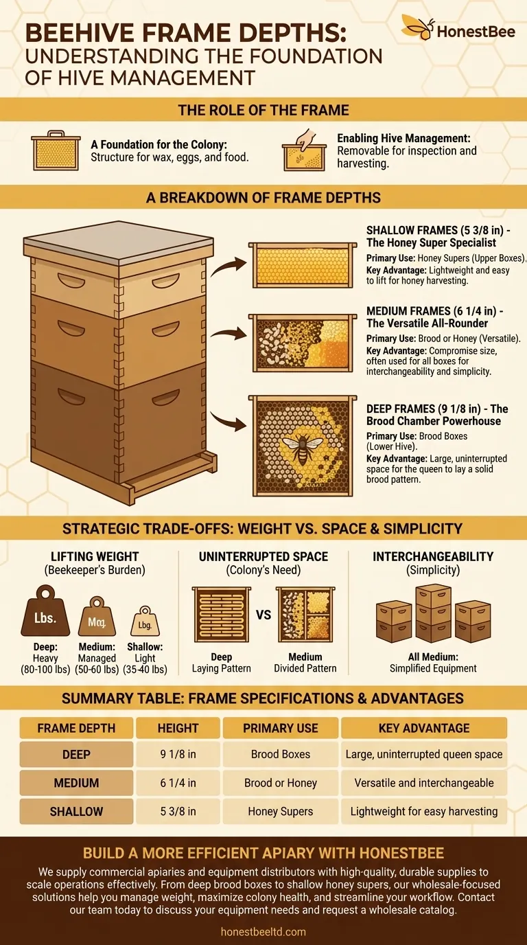 What are the different depths of beehive frames and their uses? Choose the Right Frame for Your Hive Visual Guide