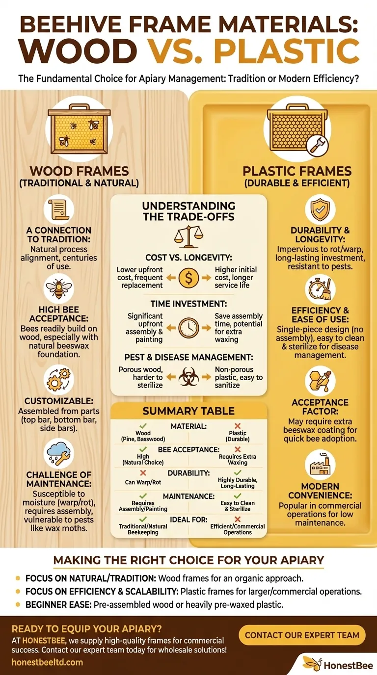 What materials are used to make beehive frames? Wood vs. Plastic for Your Apiary Visual Guide