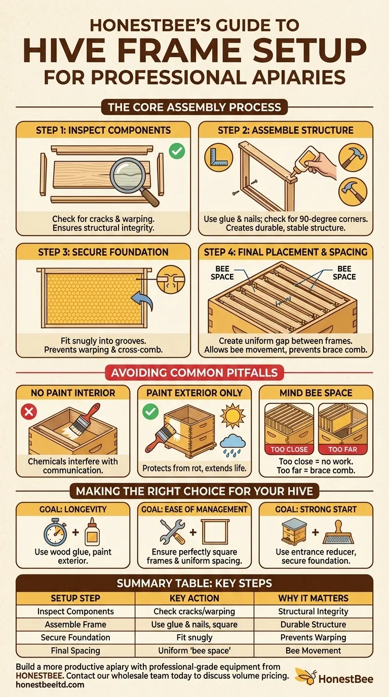 What are some tips for setting up hive frames? Build a Strong Foundation for Your Hive Visual Guide