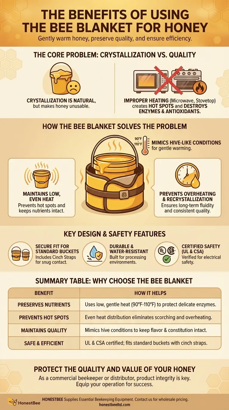 使用蜂巢毯（Bee Blanket）处理蜂蜜有什么好处？通过温和、均匀的加热来保持蜂蜜的品质 图解指南