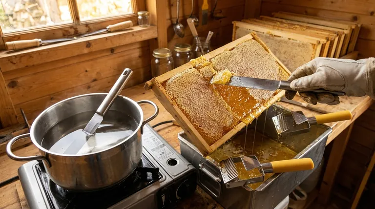 What is the recommended practice when using plain knives for uncapping? Master the Two-Knife Method for a Perfect Harvest