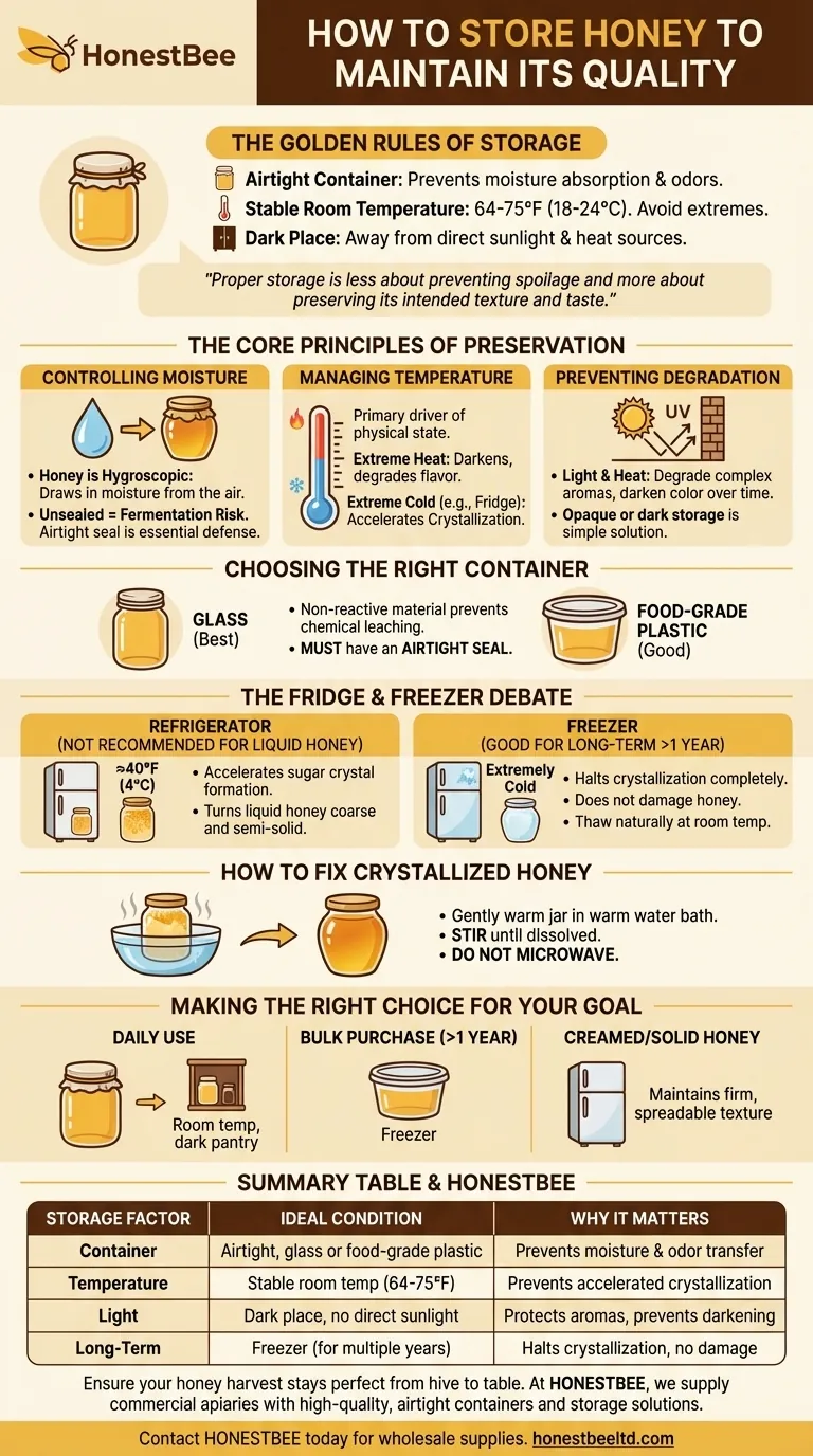 How should honey be stored to maintain its quality? Preserve Flavor and Texture with Expert Tips Visual Guide