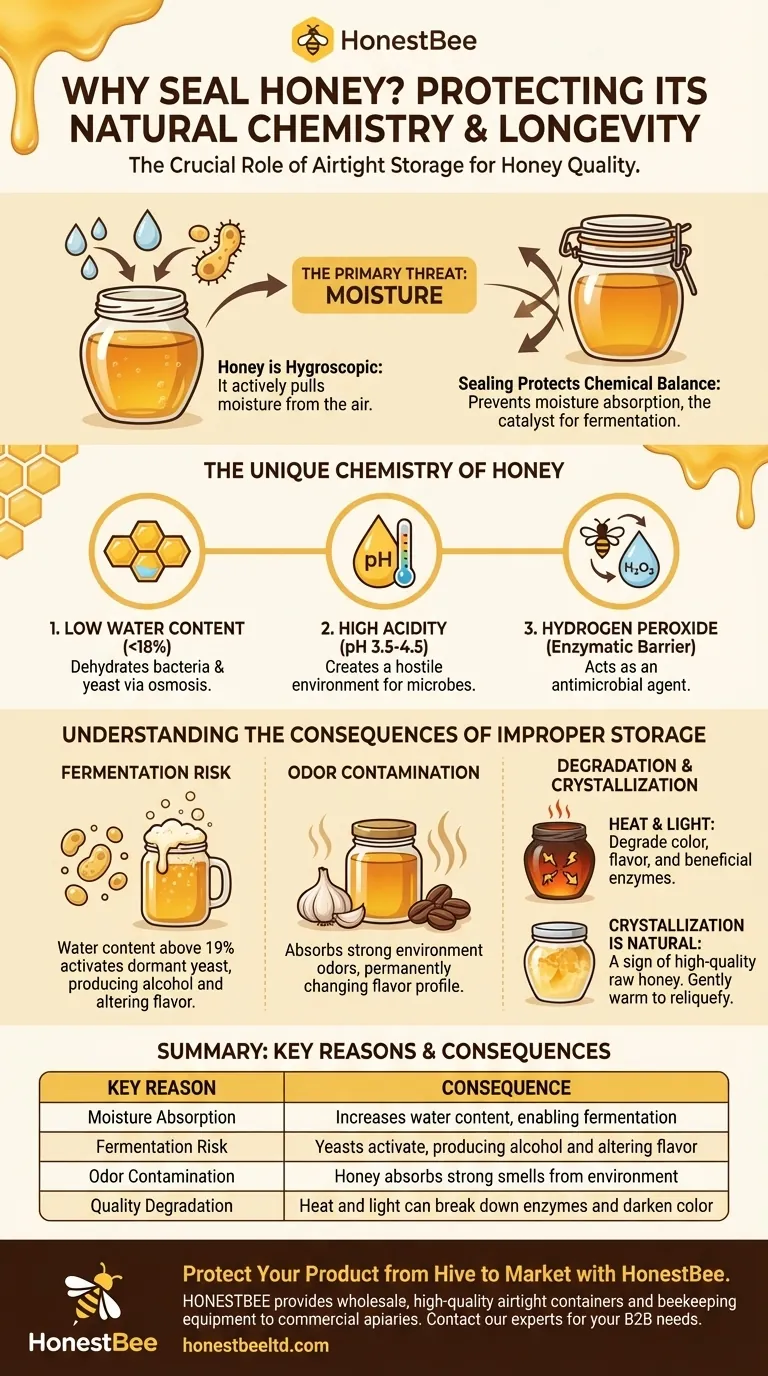 Why is it important to keep honey in a sealed container? Prevent Fermentation & Preserve Flavor Visual Guide