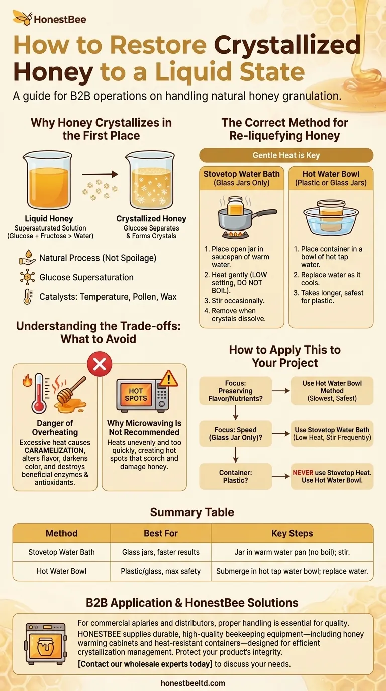 결정화된 꿀을 액체 상태로 되돌리려면 어떻게 해야 할까요? 양봉가를 위한 부드러운 재액화 가이드 시각적 가이드