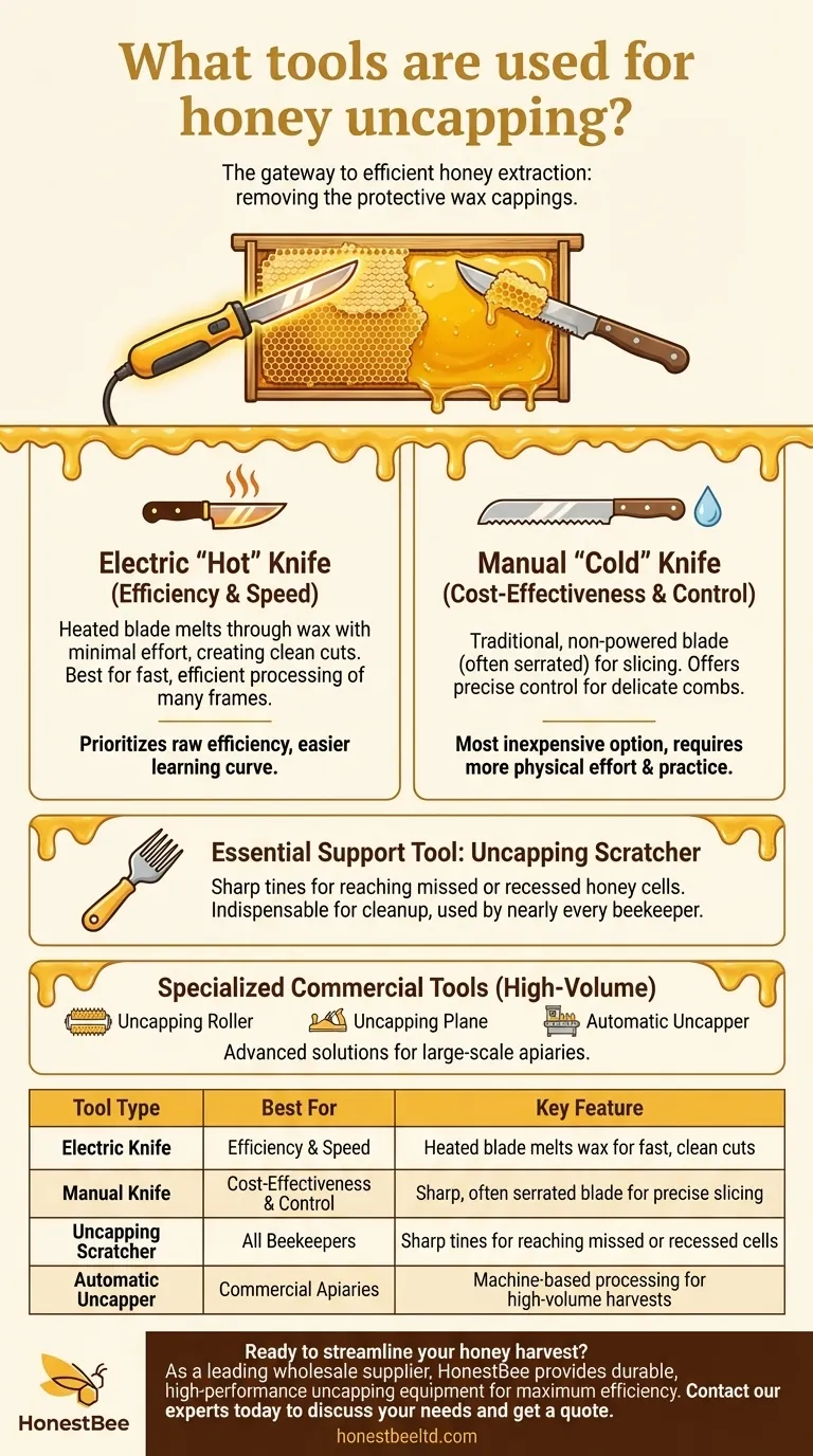 Quais ferramentas são usadas para desencapsular o mel? Escolha a Faca Certa para a Sua Colheita Guia Visual