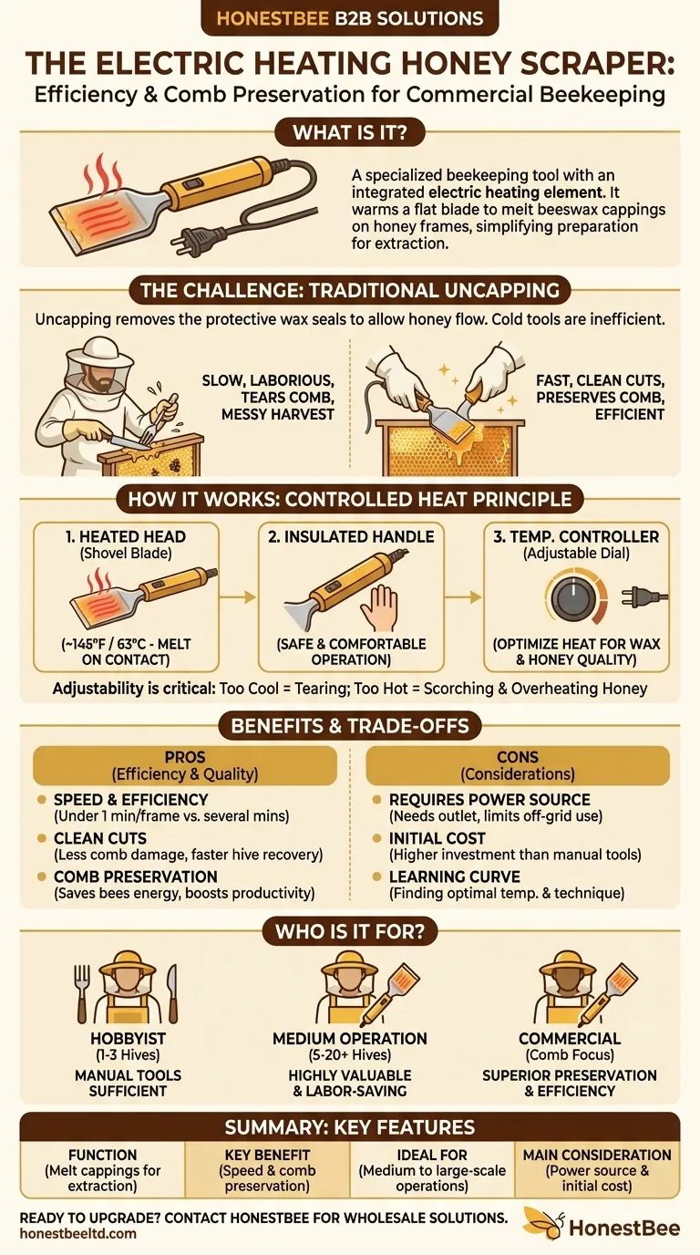 Что такое электрический скребок для меда с подогревом и как он работает? Оптимизируйте сбор меда Визуальное руководство