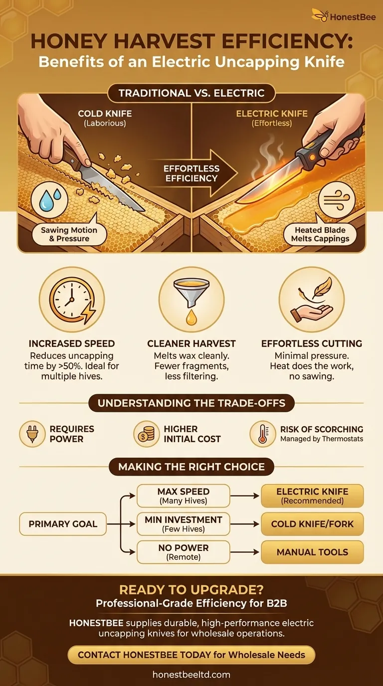 꿀통 뚜껑을 제거할 때 전기 나이프를 사용하면 어떤 이점이 있습니까? 수확 속도 및 청결도 향상 시각적 가이드