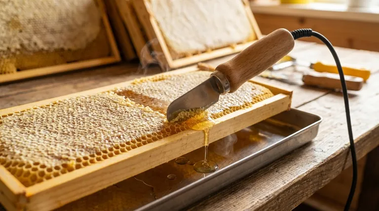 꿀통 뚜껑을 제거할 때 전기 나이프를 사용하면 어떤 이점이 있습니까? 수확 속도 및 청결도 향상