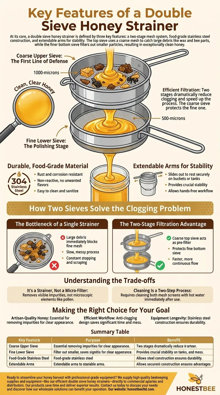Quelles sont les caractéristiques clés d'un filtre à miel à double tamis ? Obtenez un traitement du miel rapide et propre Guide Visuel