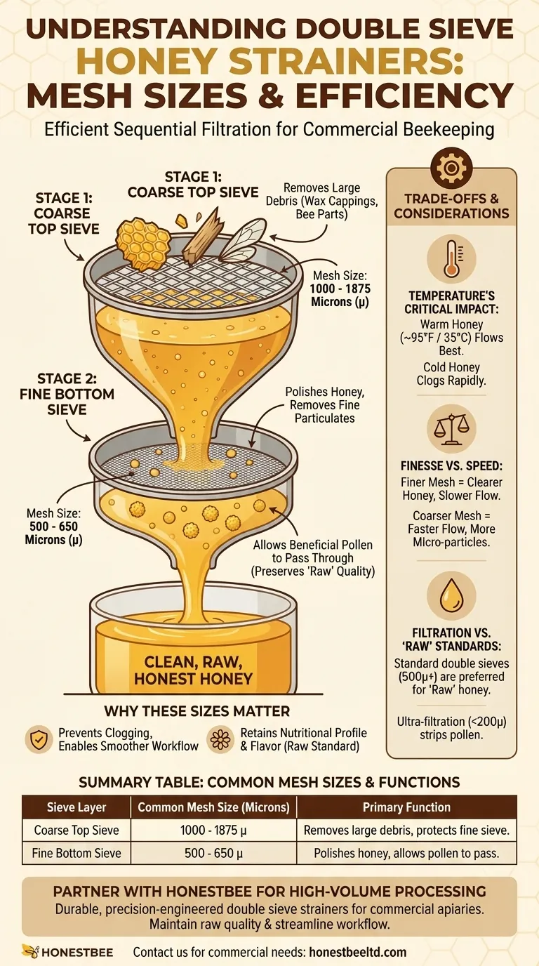 Quali dimensioni di maglia sono comunemente usate nei filtri per miele a doppio setaccio? Ottieni miele grezzo e pulito in modo efficiente Guida Visiva
