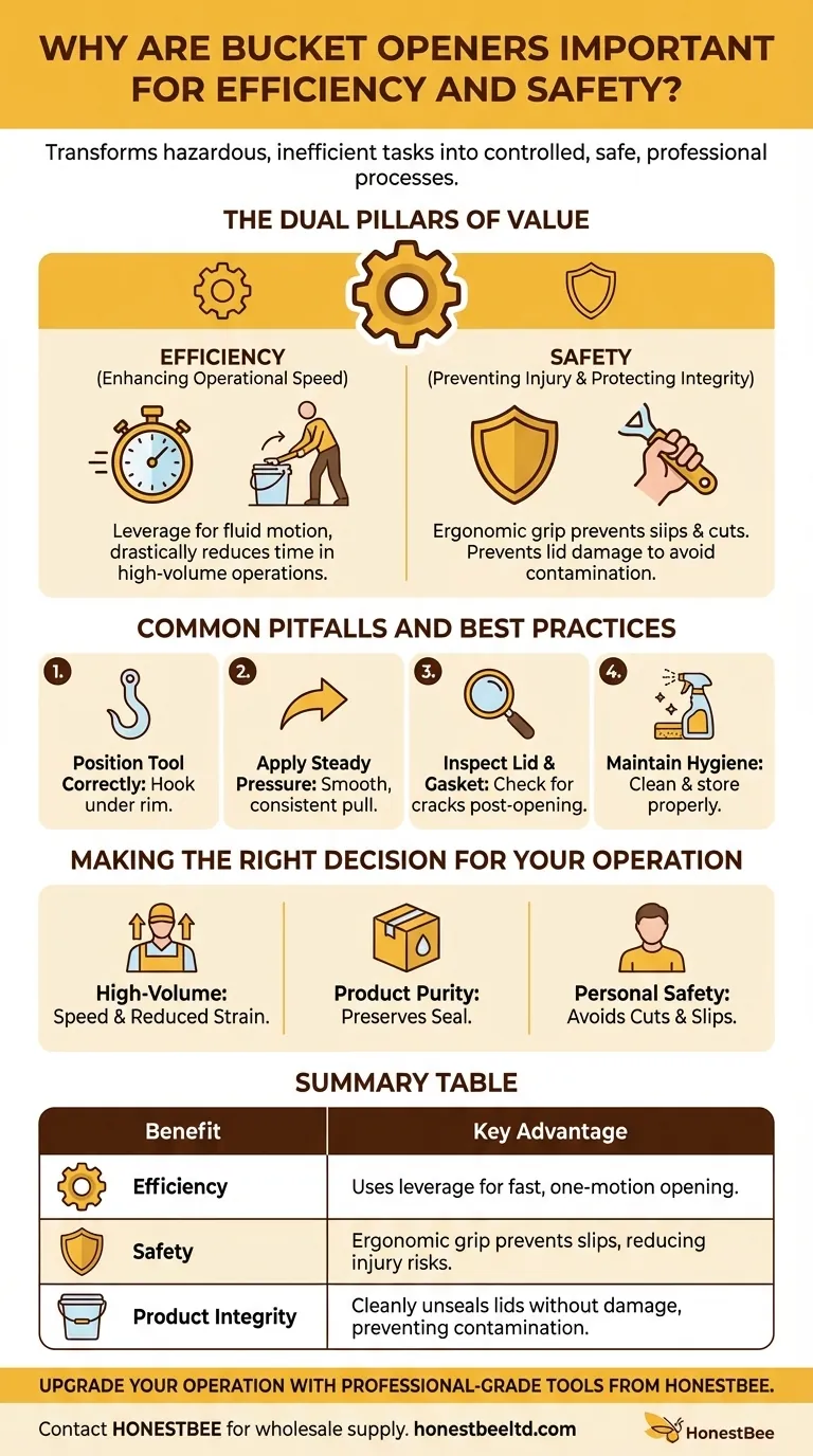 Why are bucket openers important for efficiency and safety? Boost Speed & Protect Your Products Visual Guide