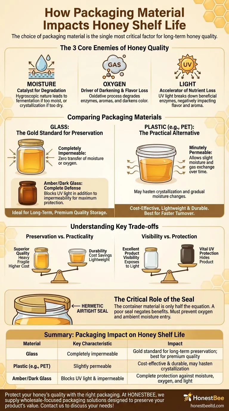 How does packaging material impact honey shelf life? Protect Your Honey's Quality and Value Visual Guide