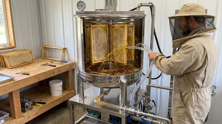 What happens during the spinning process in honey extraction? Efficiently Harvest Honey & Preserve Comb