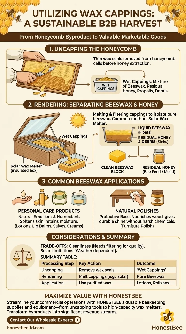 How are the wax cappings from the frames utilized? Turn a Harvest Byproduct into Valuable Goods Visual Guide