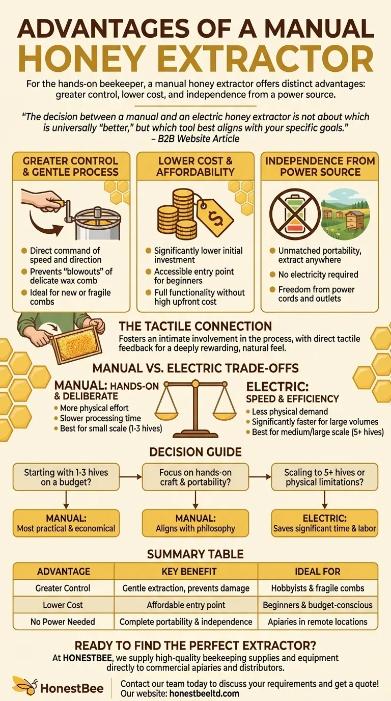 수동 꿀 추출기의 장점은 무엇인가요? 제어력, 비용, 독립성 시각적 가이드
