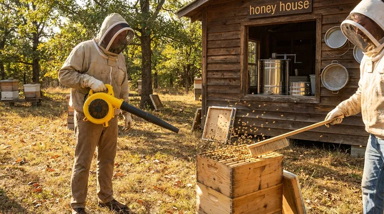 How do beekeepers use a blower in honey extraction? Efficiently Clear Bees for a Purer Harvest
