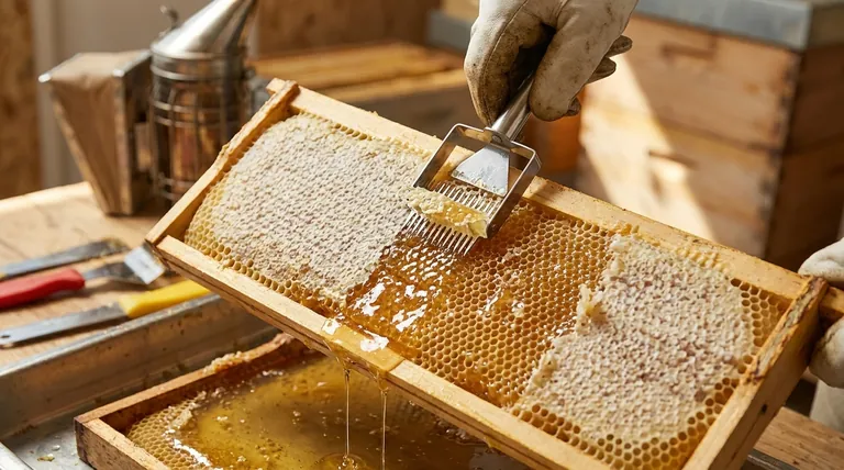 ما هو فك الأغطية في استخلاص العسل؟ الخطوات الأساسية والأدوات لمربي النحل